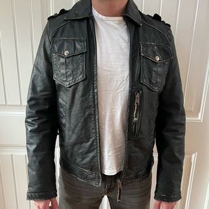 Energie Black Leather Jacket